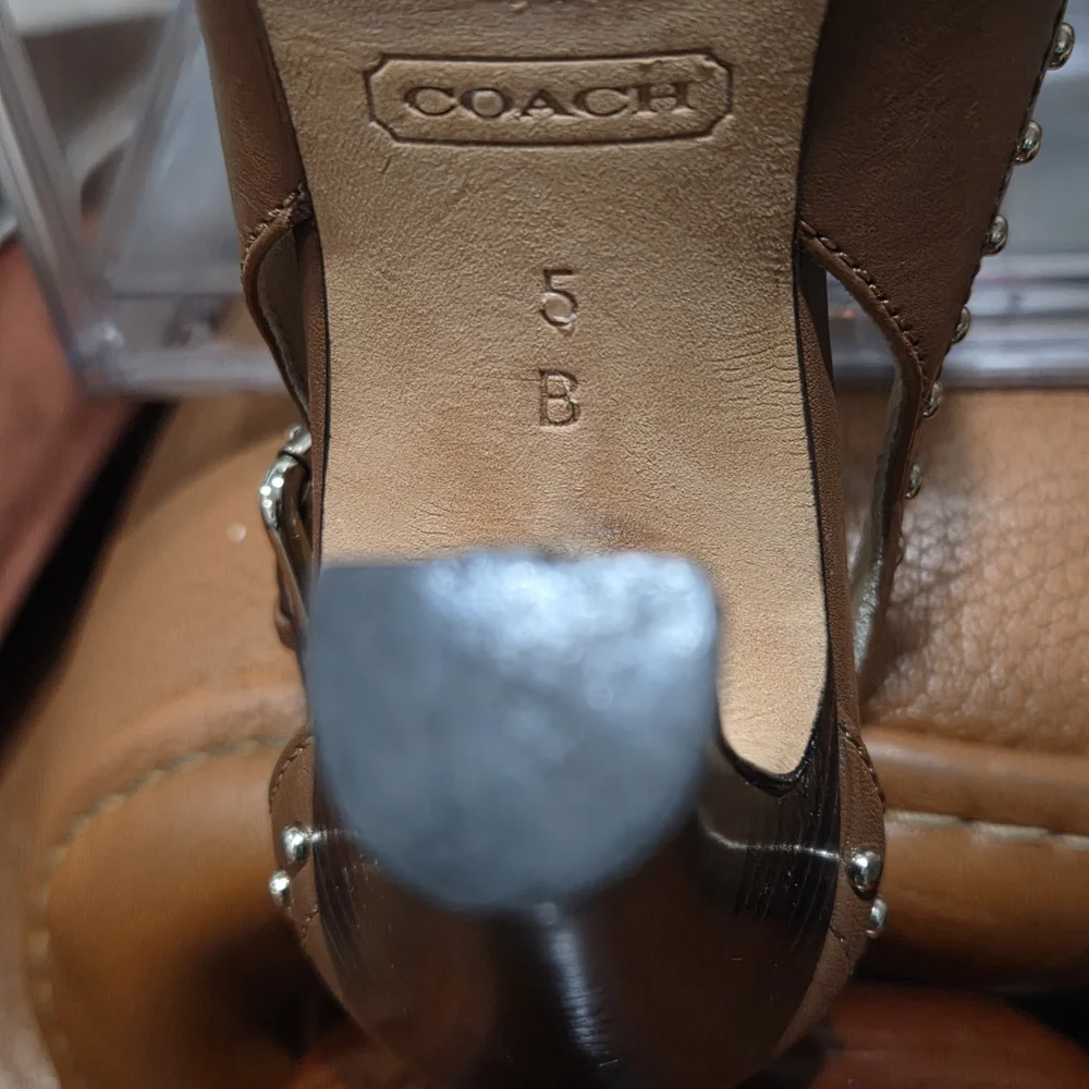 Coach Tan Studded Women's Heels - Picture 3 of 5